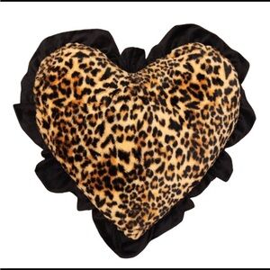 Target Leopard Print Heart Pillow with Black Ruffle